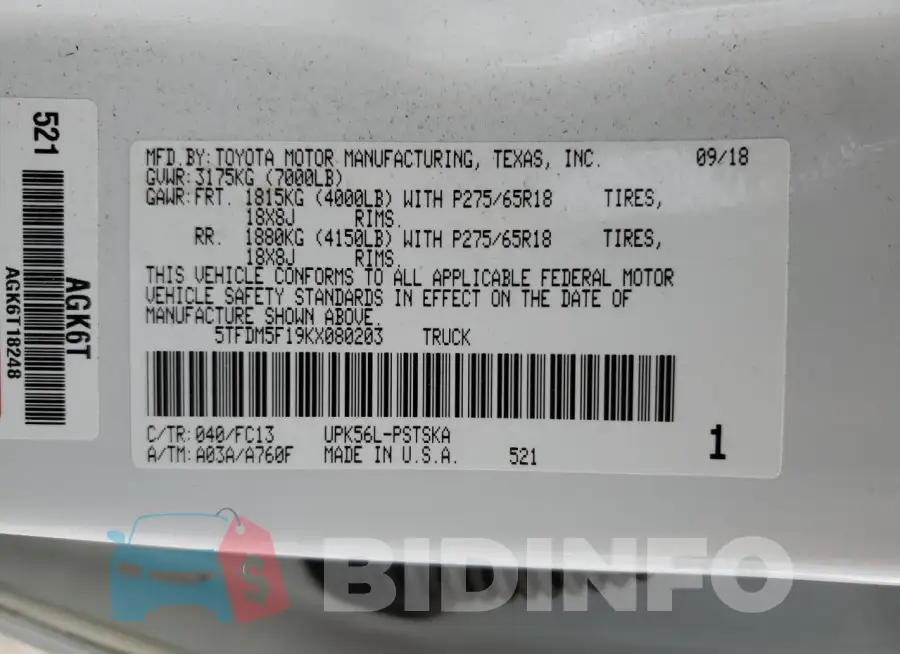 5TFDM5F19KX080203 Photo# 12