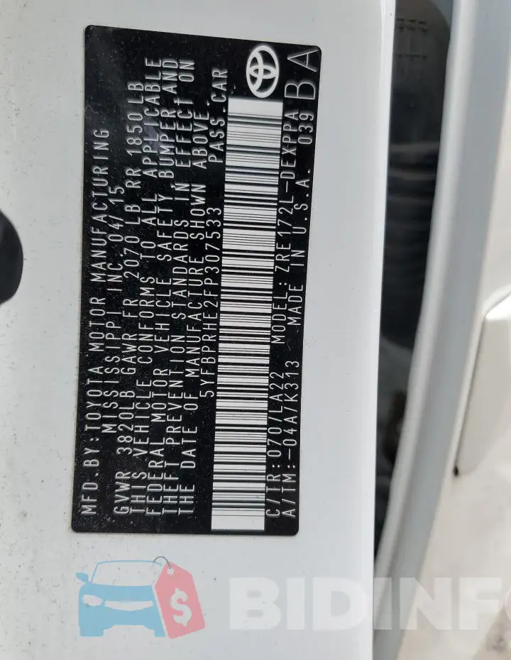 5YFBPRHE2FP307533 Photo# 13