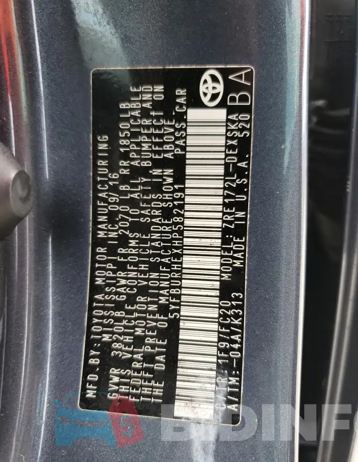 5YFBURHEXHP582191 Photo# 13