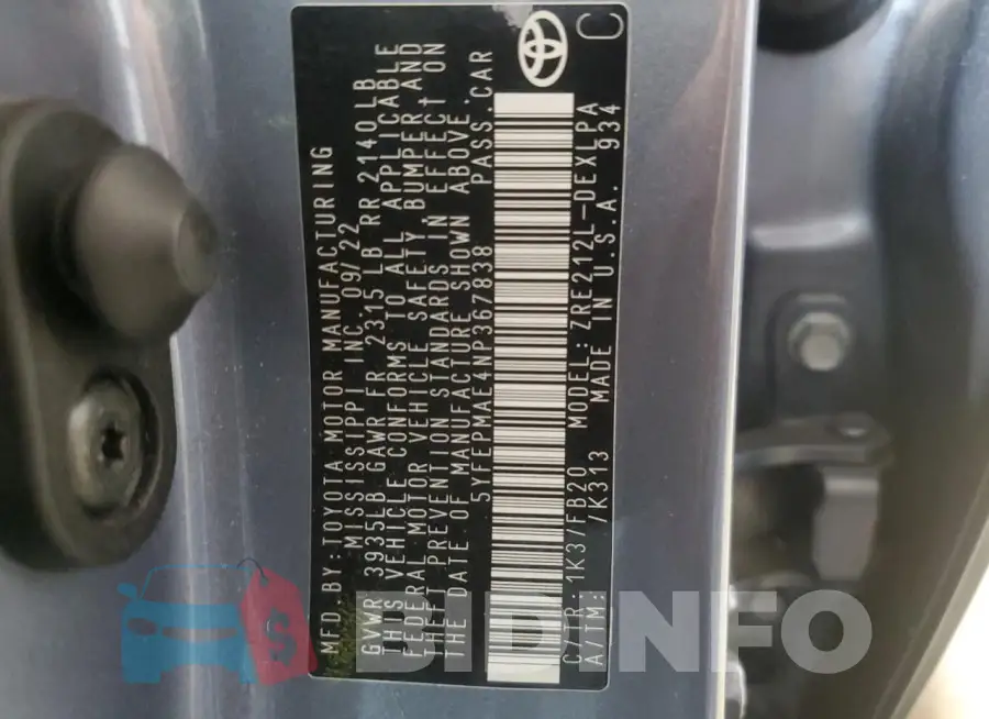 5YFEPMAE4NP367838 Photo# 12