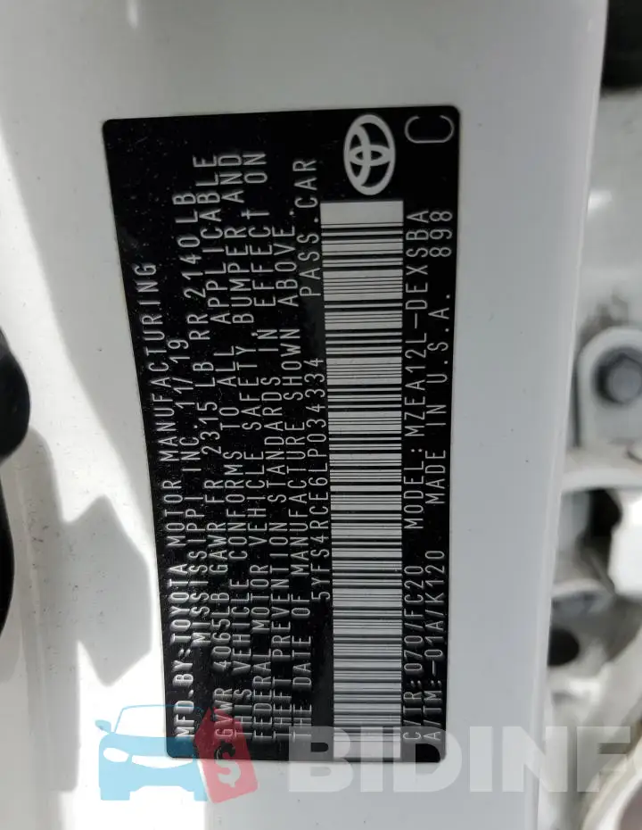 5YFS4RCE6LP034334 Photo# 13
