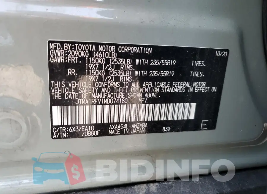 JTMA1RFV1MD074180 Photo# 13