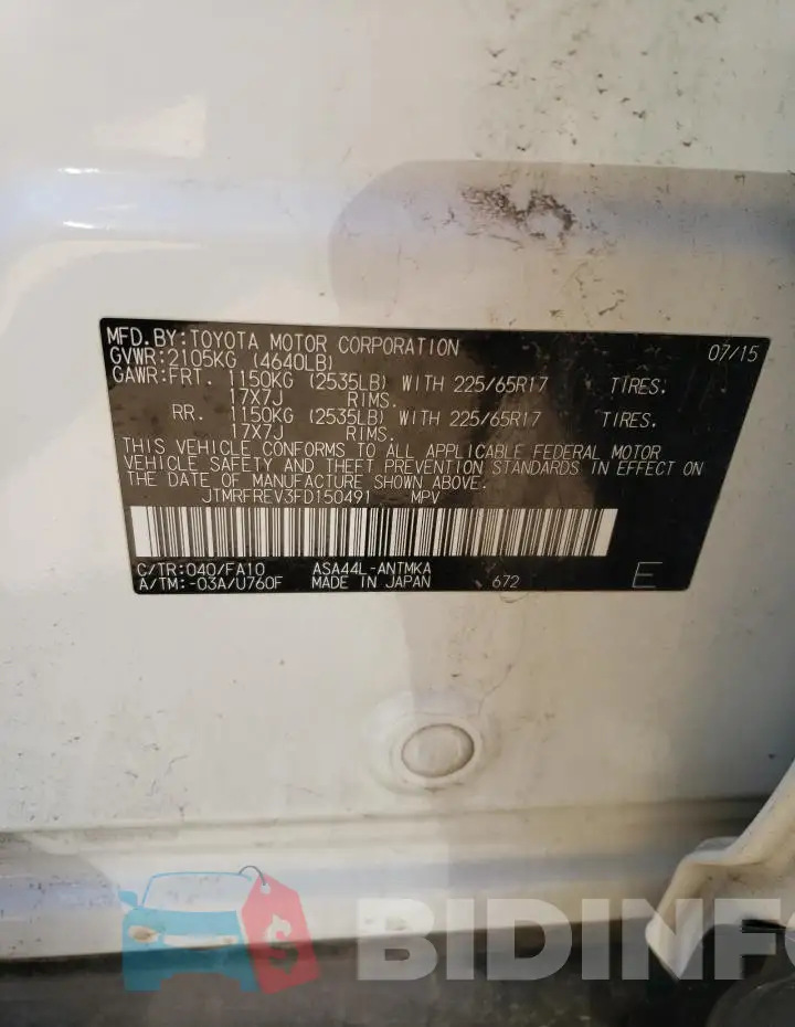 JTMRFREV3FD150491 Photo# 13