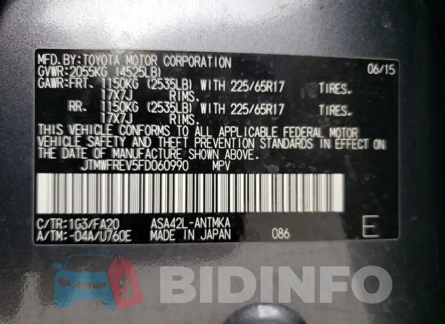 JTMWFREV5FD060990 Photo# 13