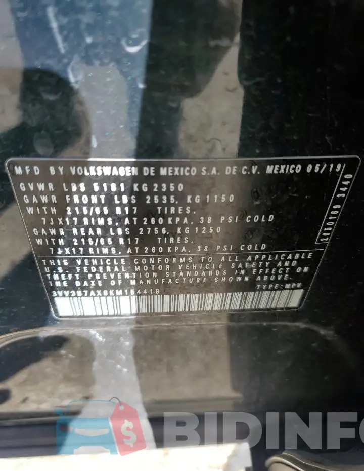 3VV3B7AX8KM154419 Photo# 13