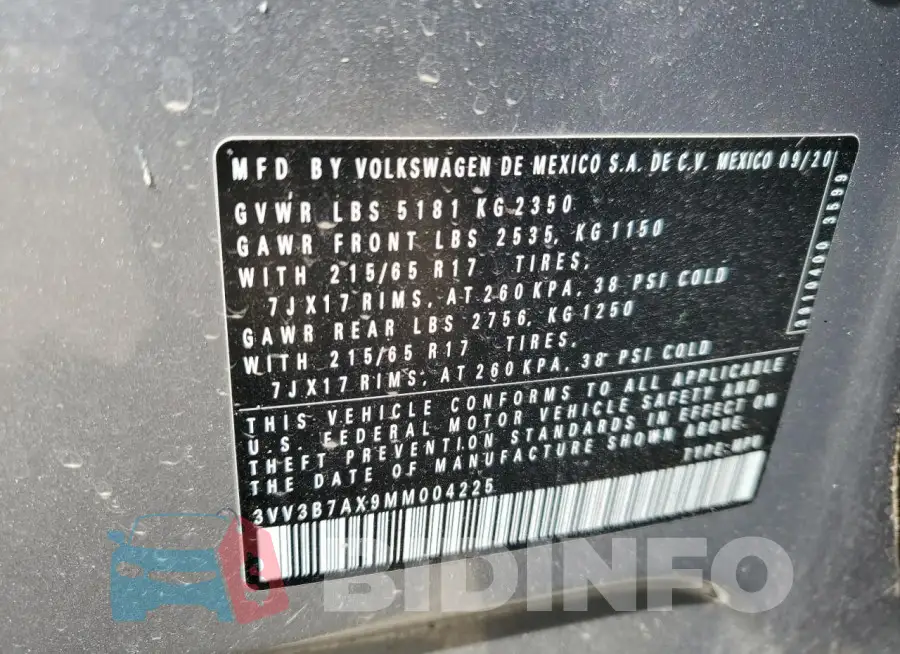 3VV3B7AX9MM004225 Photo# 13