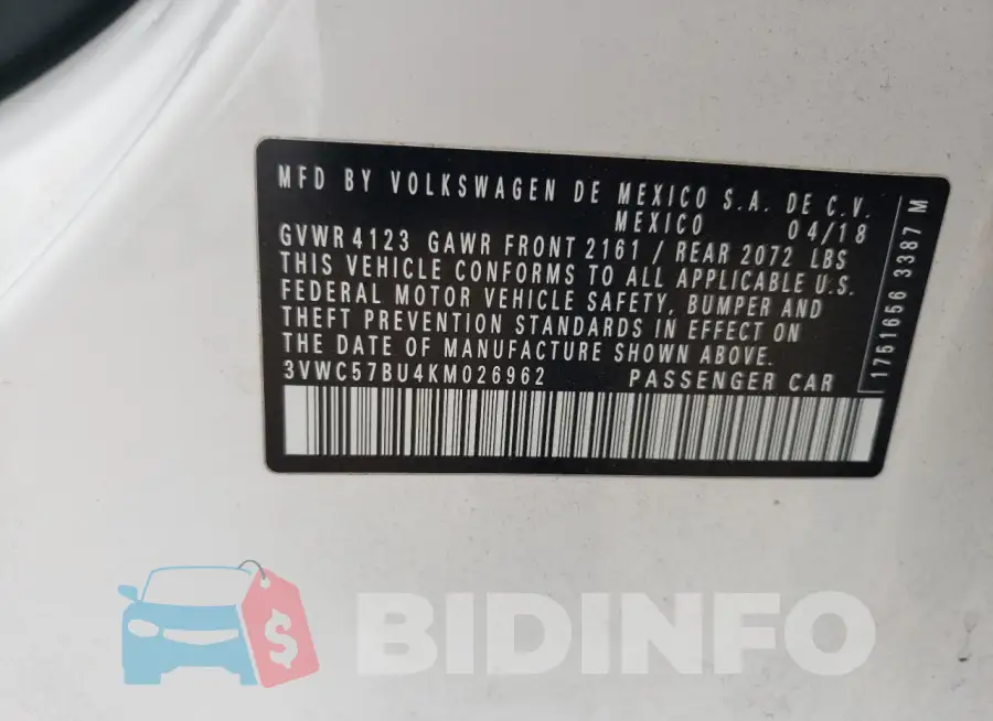 3VWC57BU4KM026962 Photo# 12
