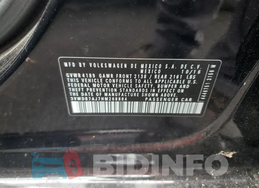 3VWDB7AJ7HM268884 Photo# 12