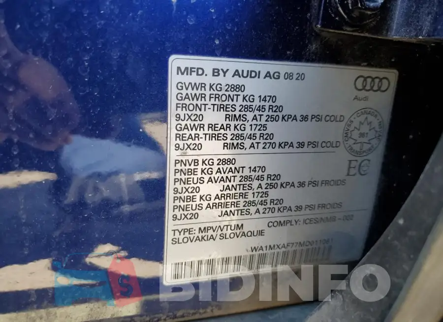 WA1MXAF77MD011061 Photo# 14