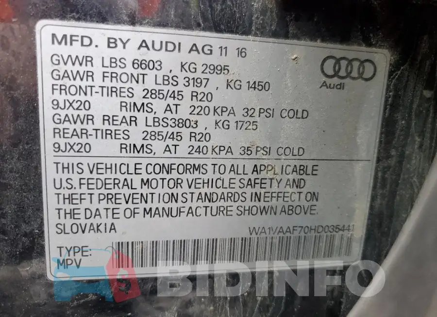 WA1VAAF70HD035441 Photo# 13