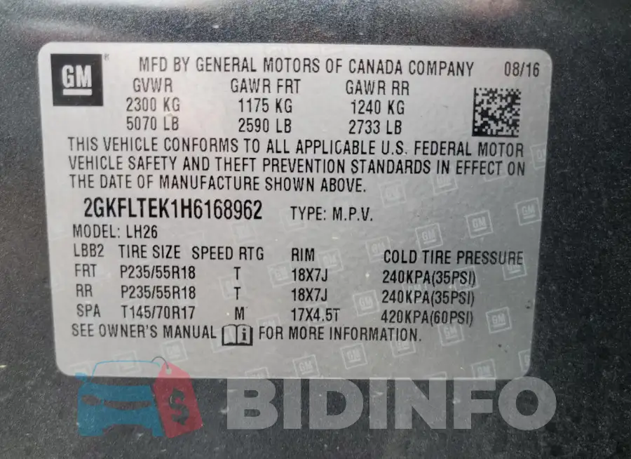 2GKFLTEK1H6168962 Photo# 13