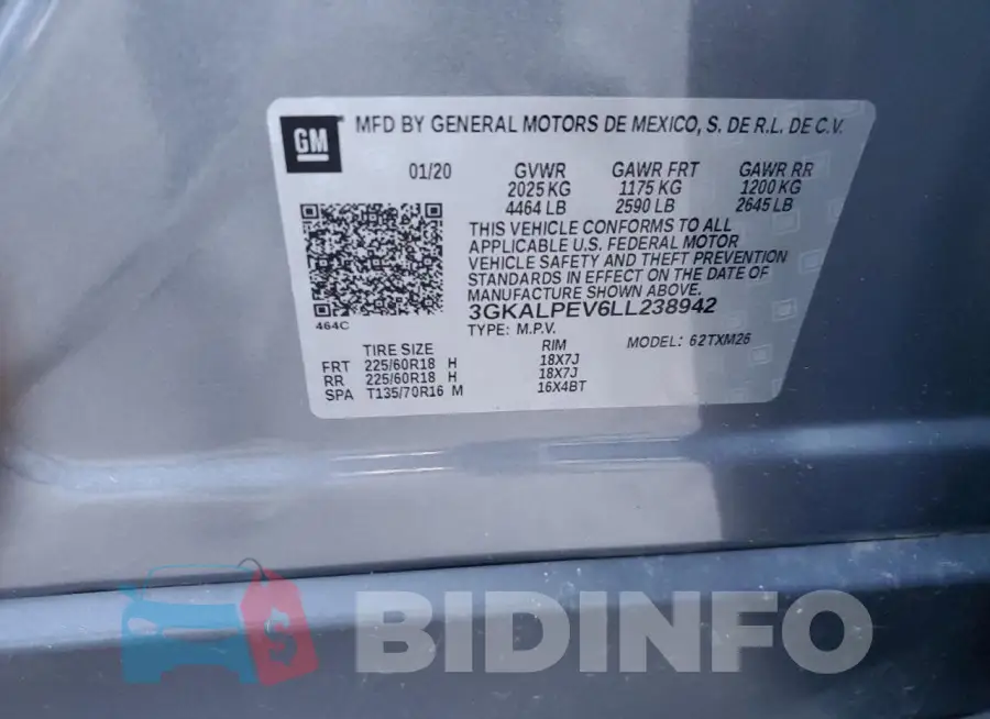 3GKALPEV6LL238942 Photo# 13