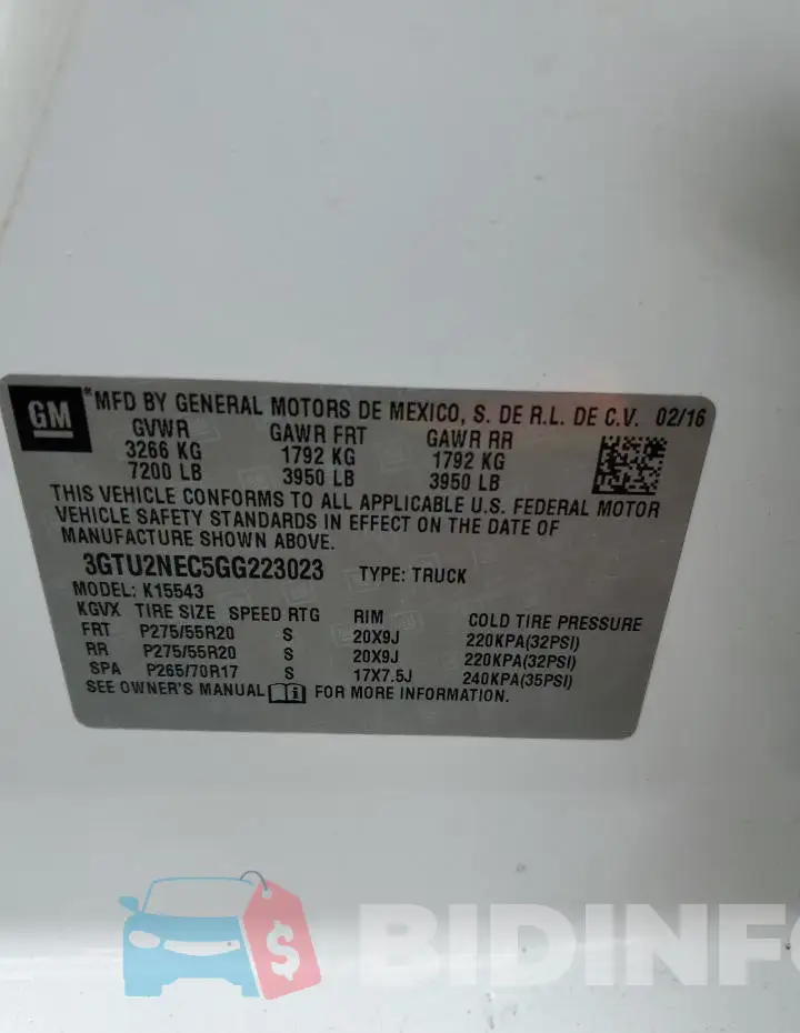 3GTU2NEC5GG223023 Photo# 12