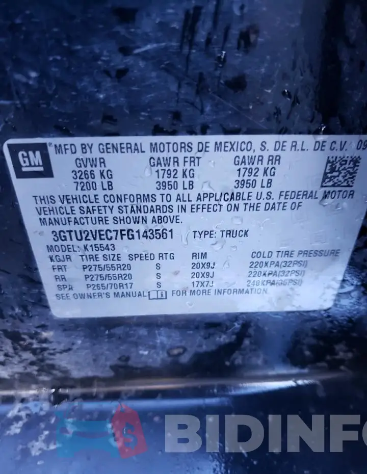 3GTU2VEC7FG143561 Photo# 13