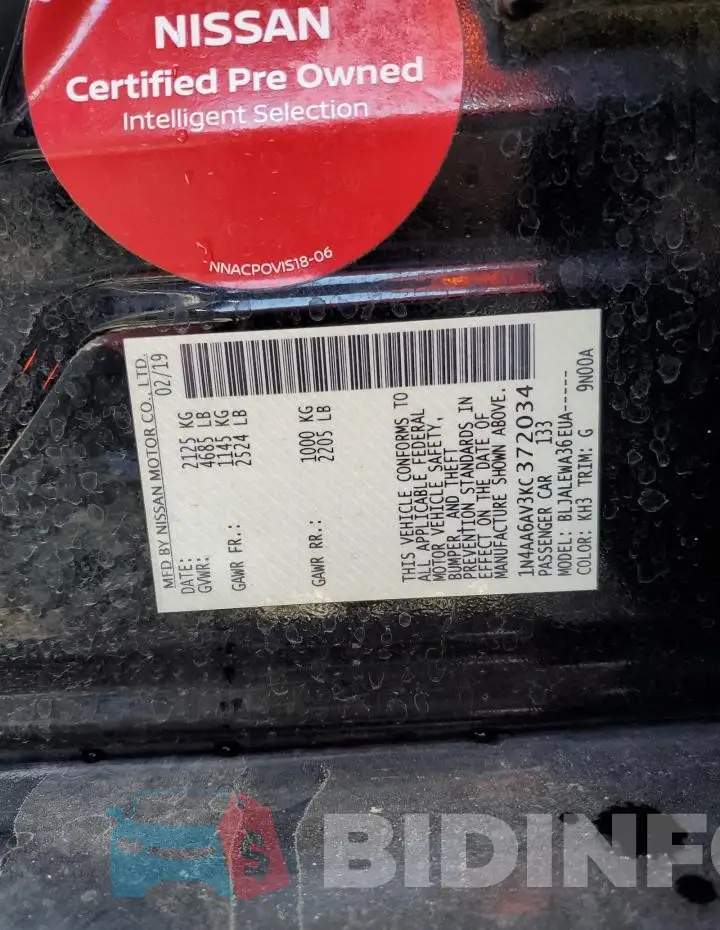 1N4AA6AV3KC372034 Photo# 12