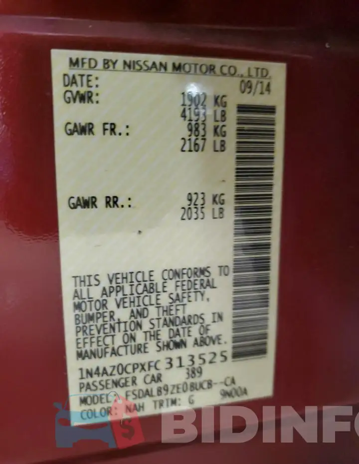 1N4AZ0CPXFC313525 Photo# 12