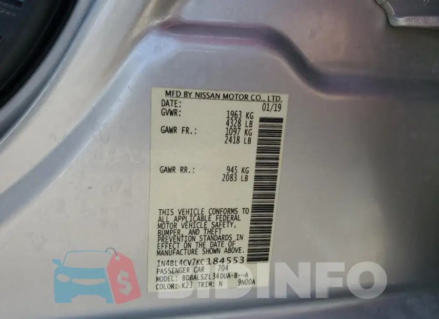 1N4BL4CV7KC184553 Photo# 12