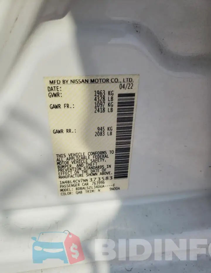 1N4BL4CV7NN373583 Photo# 12