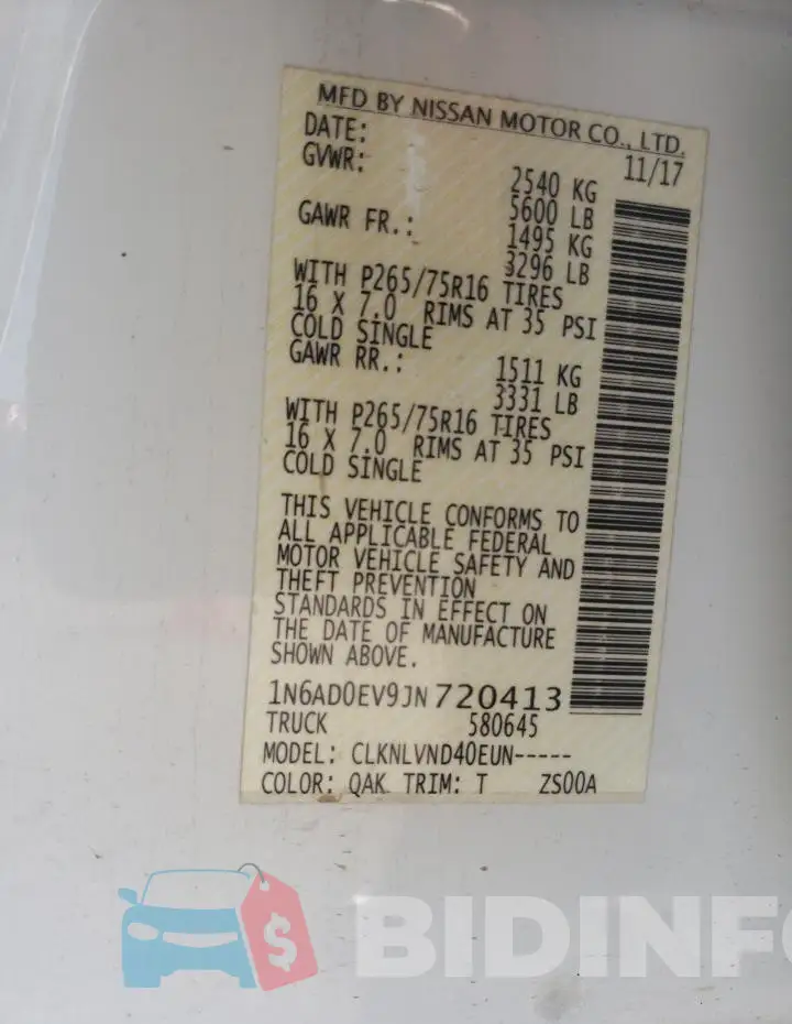 1N6AD0EV9JN720413 Photo# 12