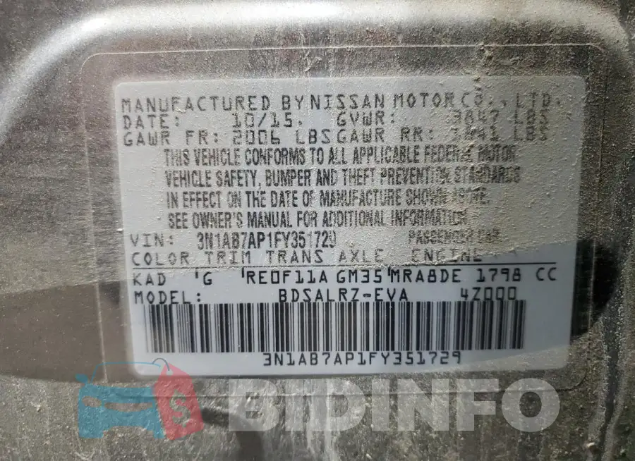 3N1AB7AP1FY351729 Photo# 12
