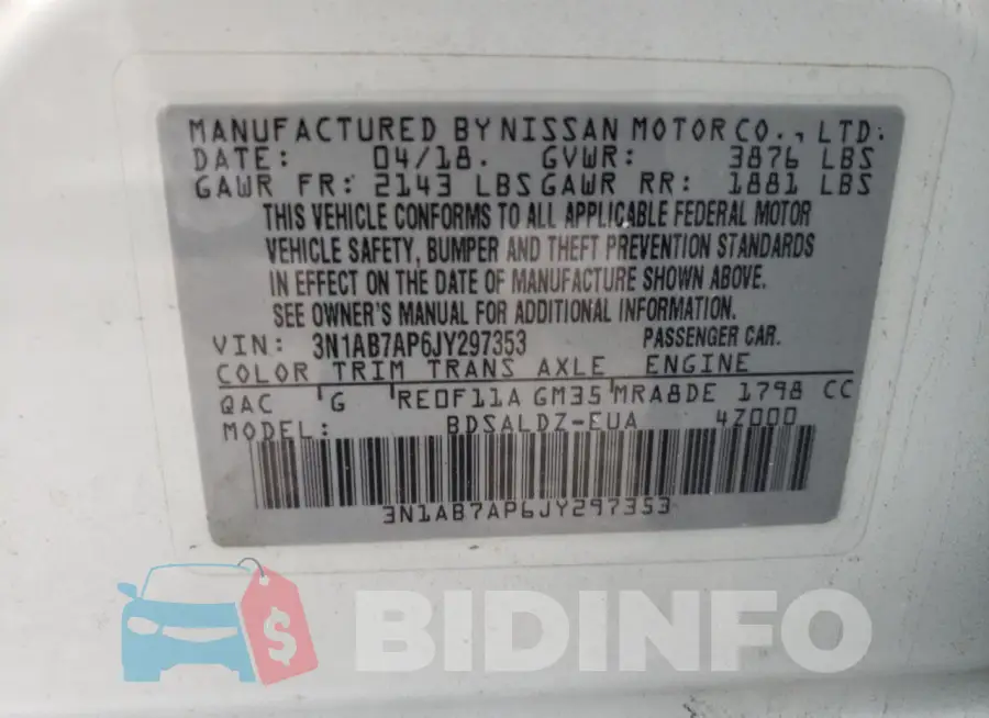 3N1AB7AP6JY297353 Photo# 13