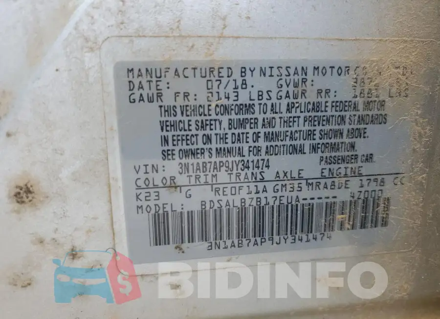 3N1AB7AP9JY341474 Photo# 12