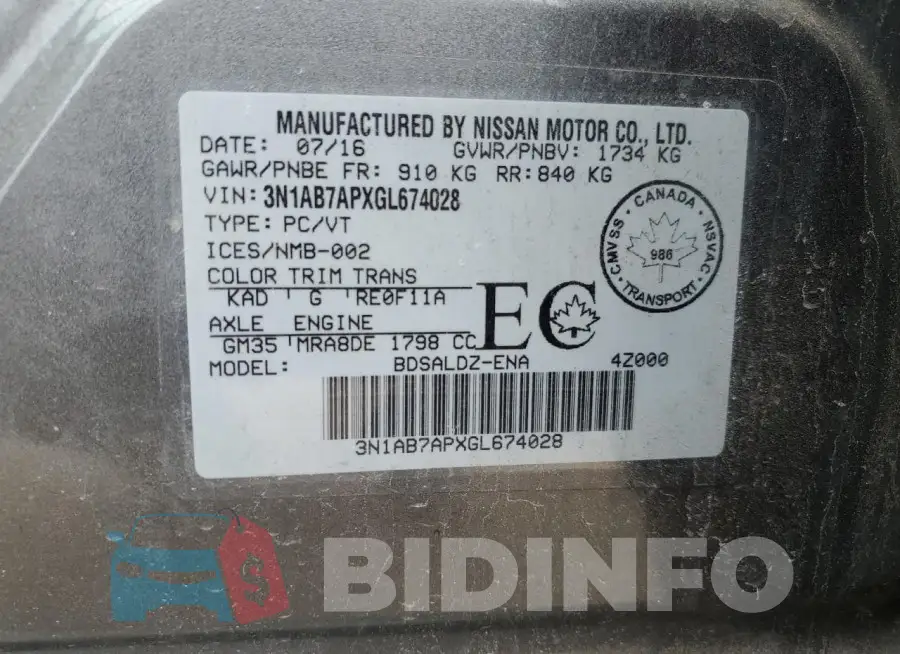 3N1AB7APXGL674028 Photo# 13