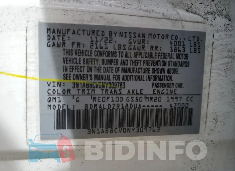 3N1AB8CV0NY309763 Photo# 12