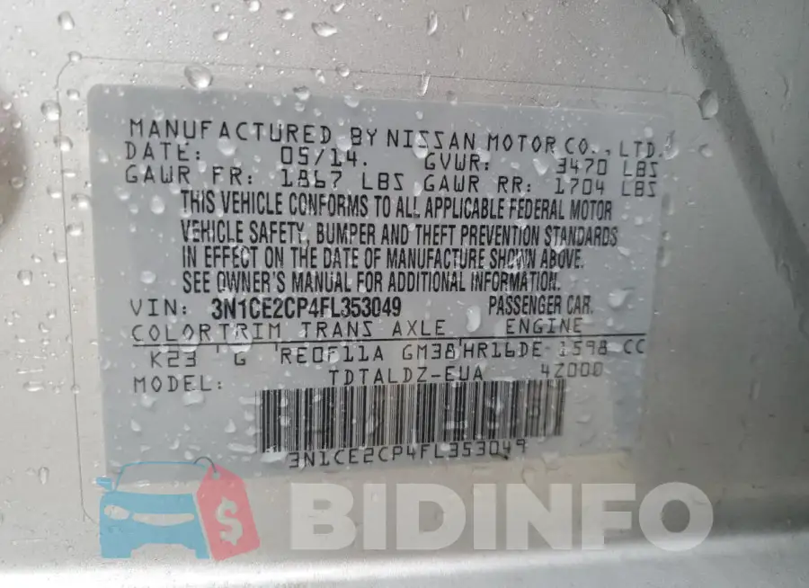 3N1CE2CP4FL353049 Photo# 12