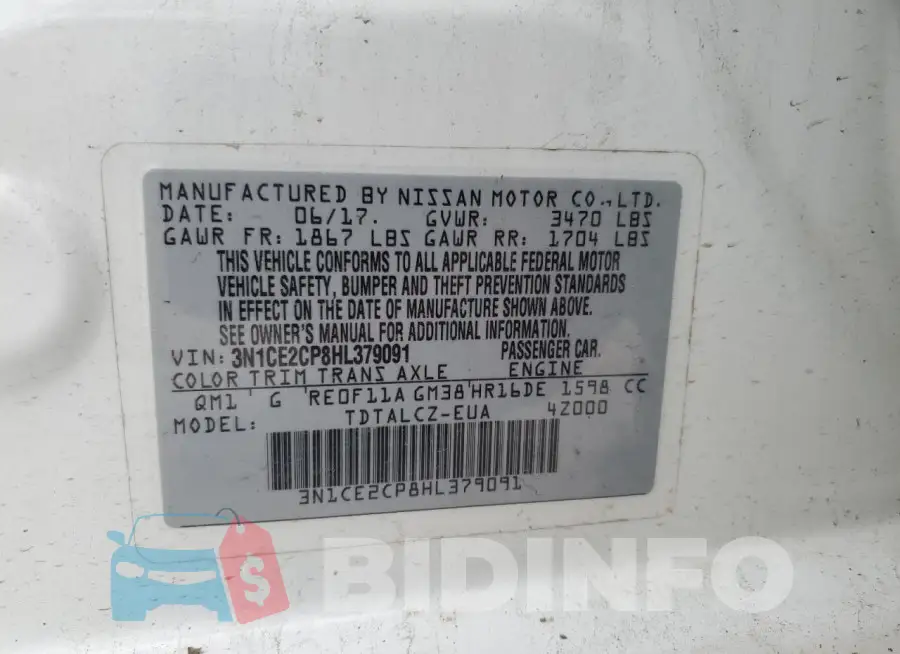 3N1CE2CP8HL379091 Photo# 12