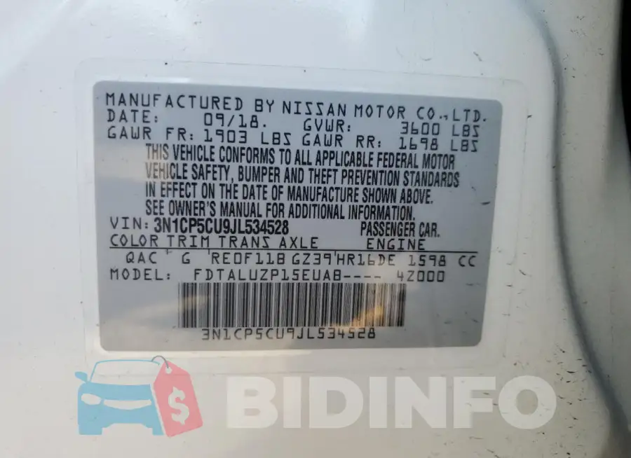 3N1CP5CU9JL534528 Photo# 12