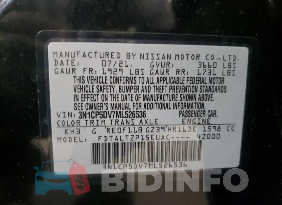 3N1CP5DV7ML526536 Photo# 13
