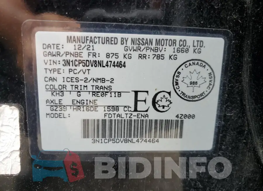 3N1CP5DV8NL474464 Photo# 13