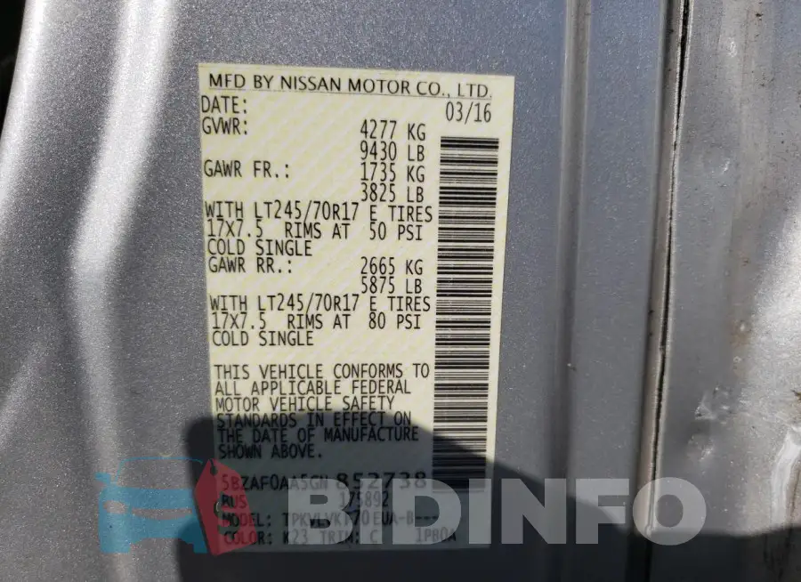 5BZAF0AA5GN852738 Photo# 13