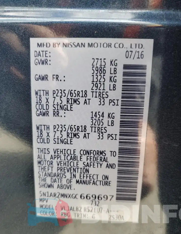 5N1AR2MNXGC669697 Photo# 13