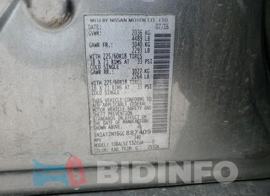 5N1AT2MT6GC887409 Photo# 13