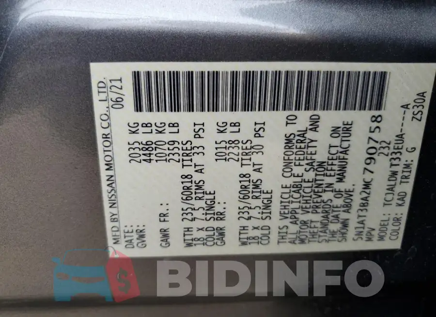 5N1AT3BA2MC790758 Photo# 12