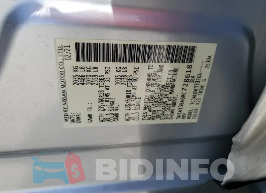 5N1AT3BA6MC728618 Photo# 14