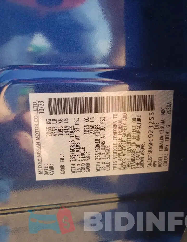 5N1BT3BA6PC923255 Photo# 14