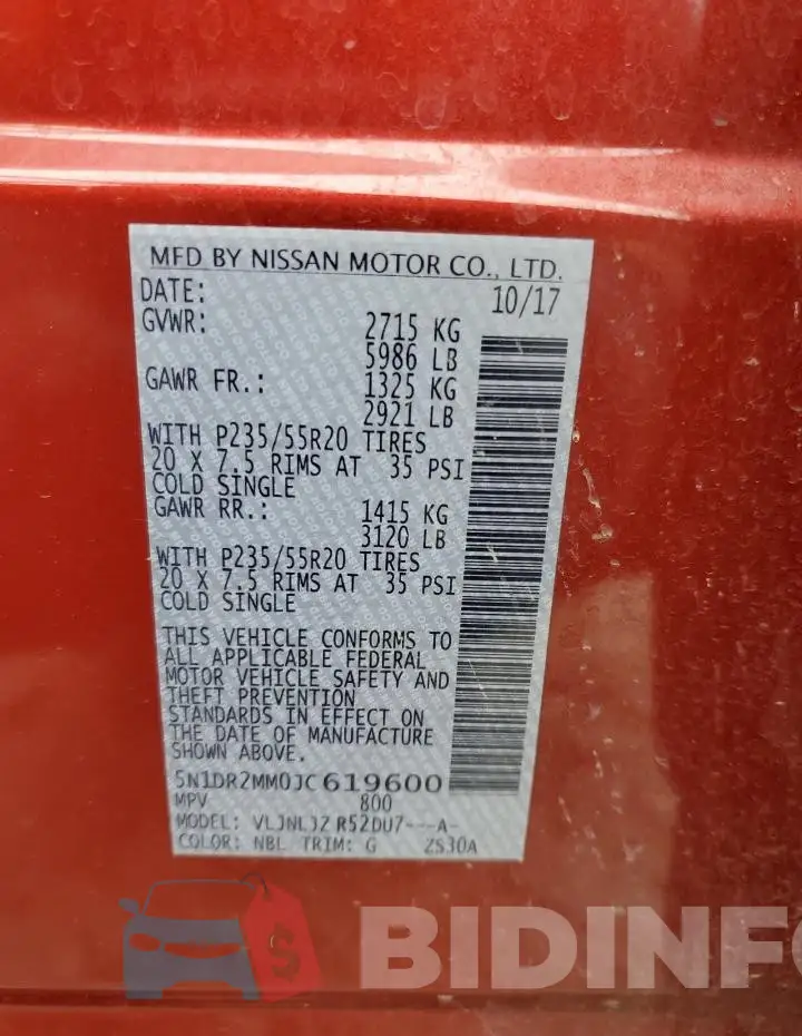 5N1DR2MM0JC619600 Photo# 13