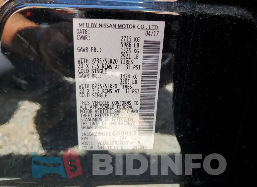 5N1DR2MN2HC680417 Photo# 13