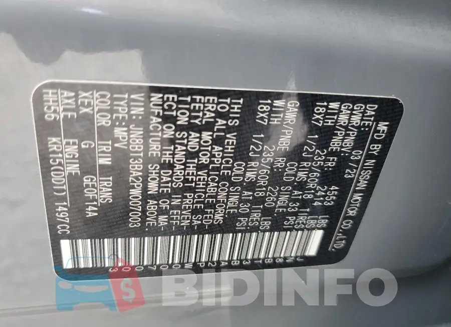 JN8BT3BA2PW007003 Photo# 12