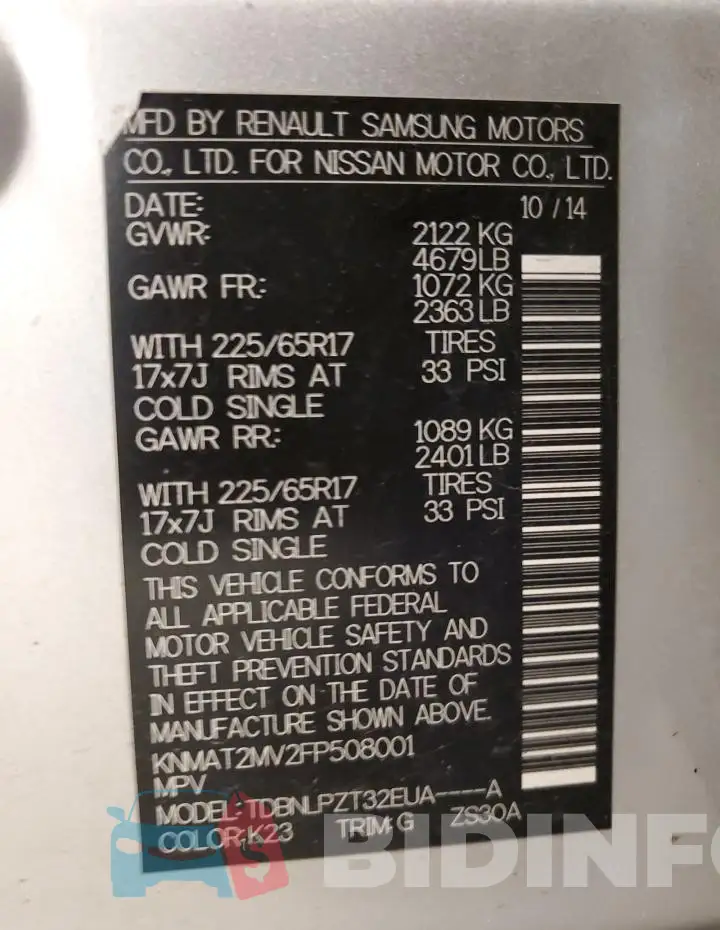 KNMAT2MV2FP508001 Photo# 13