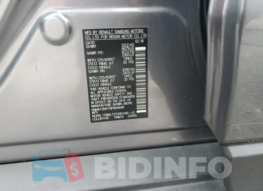 KNMAT2MV7GP664648 Photo# 12