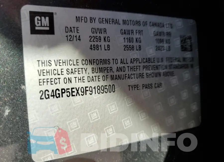 2G4GP5EX9F9189500 Photo# 12