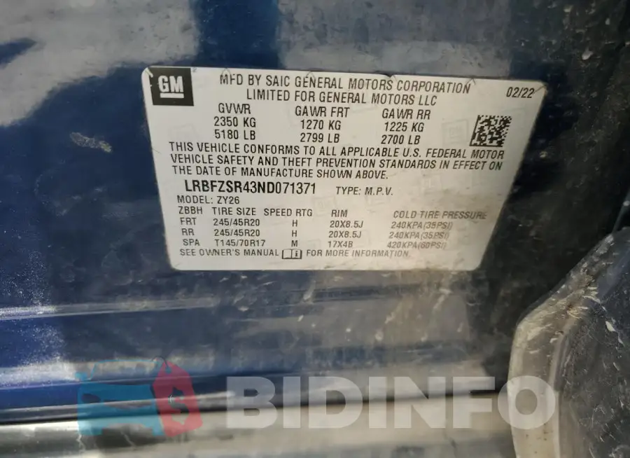 LRBFZSR43ND071371 Photo# 13