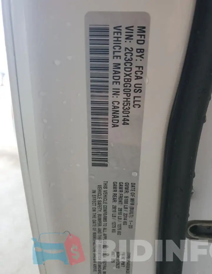 2C3CDXBG0PH530144 Photo# 12