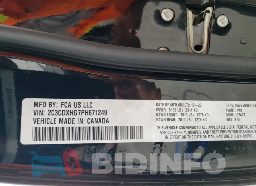 2C3CDXHG7PH671249 Photo# 12