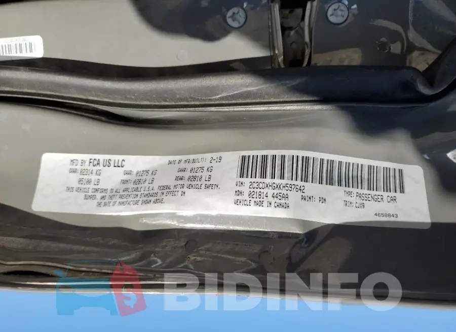 2C3CDXHGXKH597642 Photo# 13