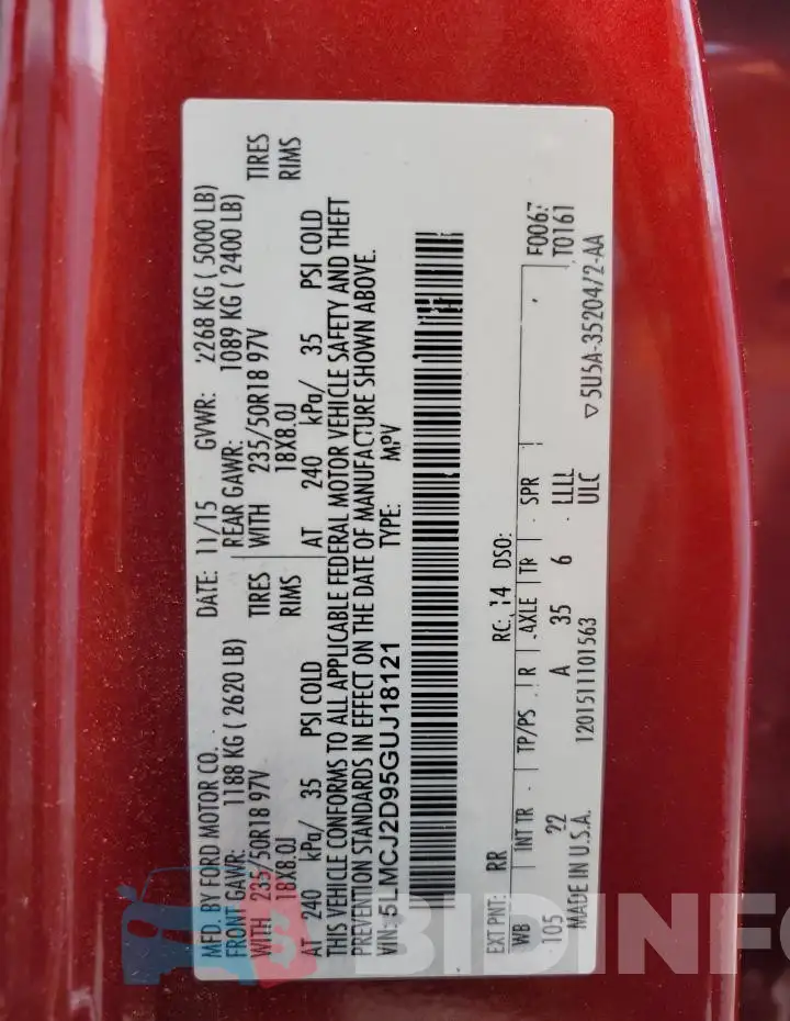 5LMCJ2D95GUJ18121 Photo# 13